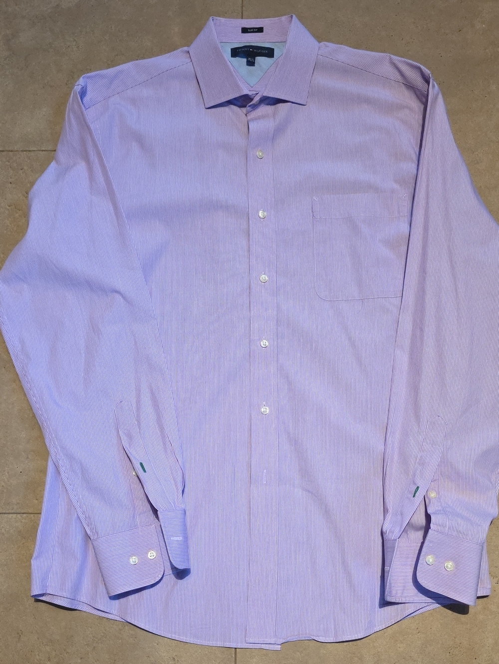 Tommy Hilfiger Men's Light Purple Striped Dress Shirt